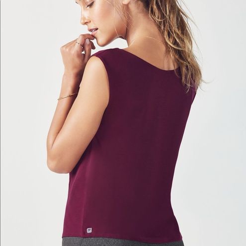 Fabletics Adeline Purple Short Sleeve Cowl Neck Top - Size Small