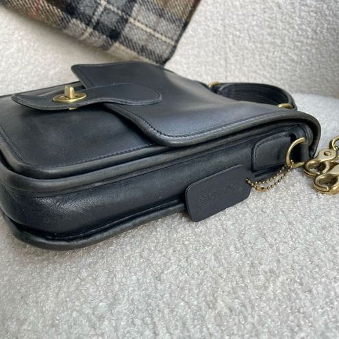 Vintage 90s Coach Station Bag Black Leather Crossbody Purse