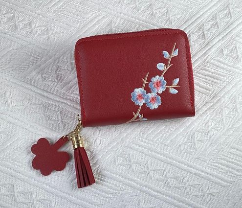 Small Wallet for Women,Cute Flower Zipper Wallet for Girls,Credit Card  Holder Red - $15 (31% Off Retail) - From Sunshine