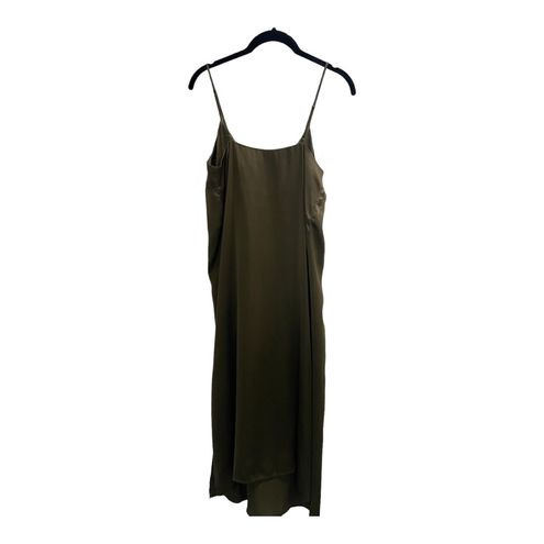 ANINE BING women s v neck Gemma Slip 100 Silk midi Dress Olive