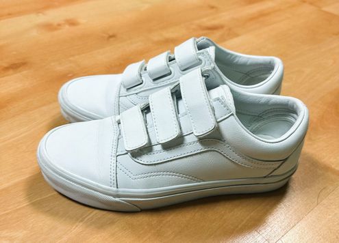 Vans White Triple Velcro Leather Old Skool V Sneakers Size 8 - $40 (42% Off  Retail) - From Kelsey