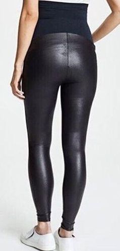 Spanx Mama Faux Leather Leggings Black Cropped 20201R Women's