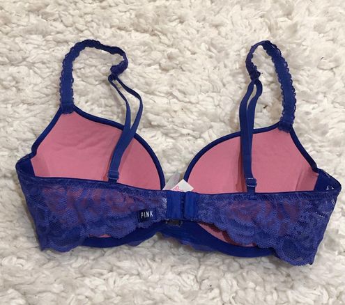 Victoria's Secret Pink Lace Push Up Bra Royal Blue 32C - $20