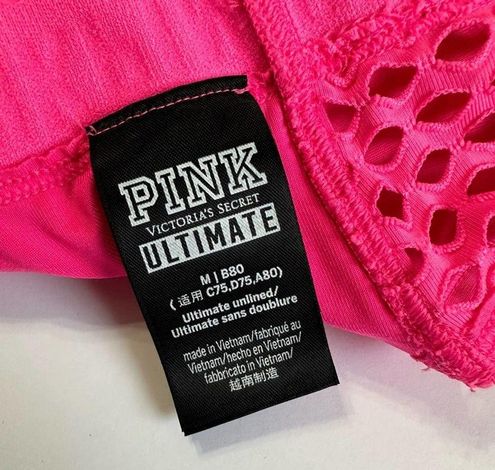 Pink Victoria's Secret Ultimate Unlined Sports Bra Racerback Red Size M, B80