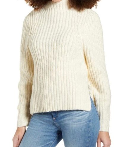 Leith Chunky Mock Neck Sweater Ivory Pristine S White 32 New