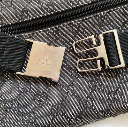 Gucci Charcoal Denim Monogram GG Belt Bag Fanny Pack Waist Pouch Leather  ref.297517 - Joli Closet