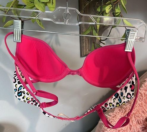 White Pink Leopard Print Bra Colorful Underwire Womens 34A SO Size  undefined - $13 - From Debbie