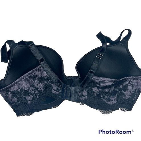 Wacoal Lace Affair Contour T-shirt Bra Black/Purple 36D Size