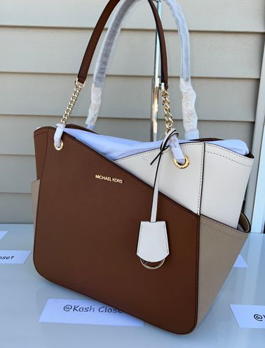 MICHAEL MICHAEL KORS Jet Set Large Color-Block Saffiano Leather Tote Bag -  $428