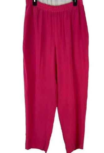 Hilda Of iceland Rare Vintage 100% Silk Hot Pink Pants and Top