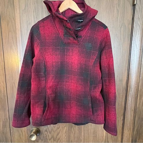 The north face women's sale crescent hooded fleece pullover plaid