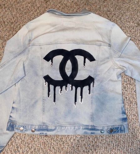 CHANEL, Jackets & Coats, Very Cool Chanel Logo Jean Jacket