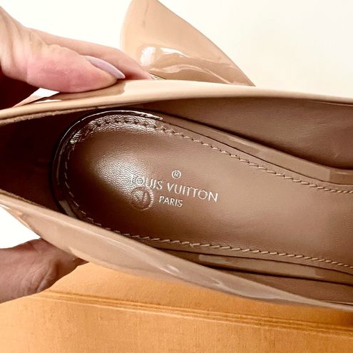 Louis Vuitton eyeline open toe patent heels platform 39.5 NIB Tan