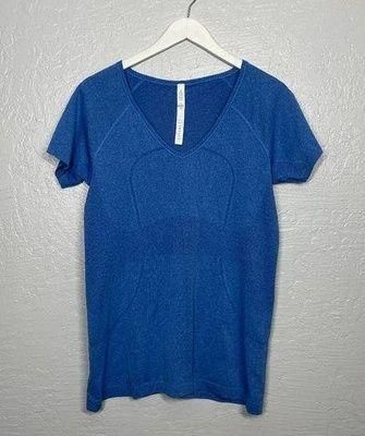 Lululemon Women 12 Heathered Blue Run Swiftly Tech V Neck Short