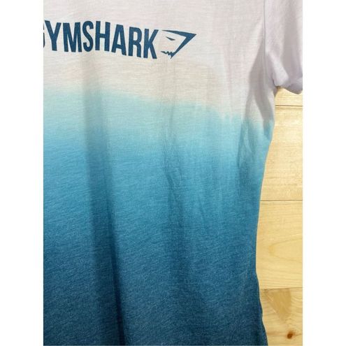 Gymshark Women's Ombré Short Sleeve T-Shirt Blue & White Size Large