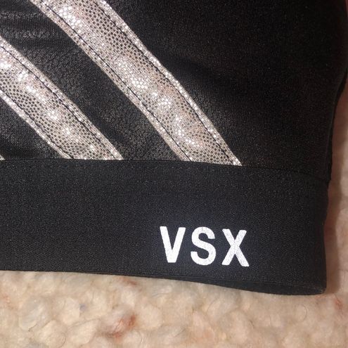 PINK - Victoria's Secret Victoria's Secret VSX Fashion Show Knockout Zip  Front Sport Bra Black Silver 34B Size undefined - $50 - From Laura