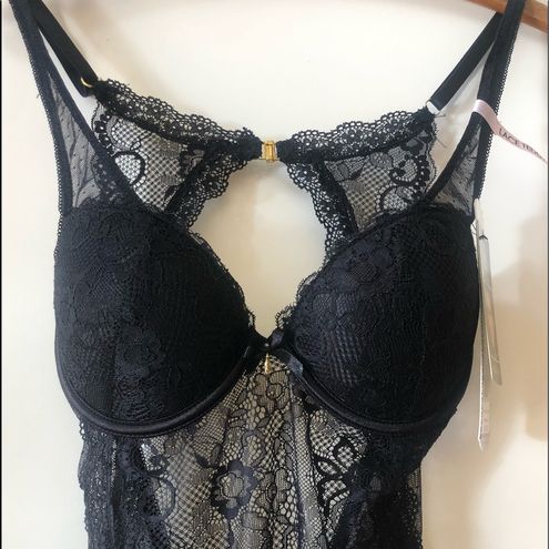 Daisy Fuentes Black Lace Bra Mesh Teddy Bodysuit - $19 New With Tags - From  Fashionable