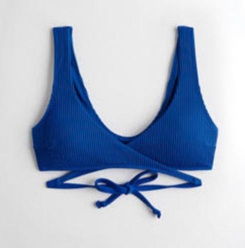 Hollister Ribbed Wrap Triangle Bikini Top Blue Size M 11 56