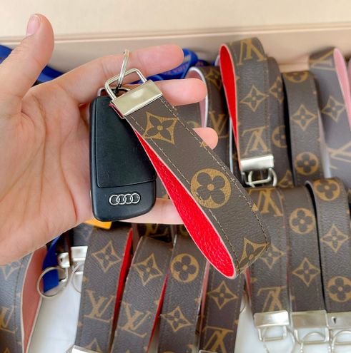 Upcycled Louis Vuitton Leather Keychain Keyfob