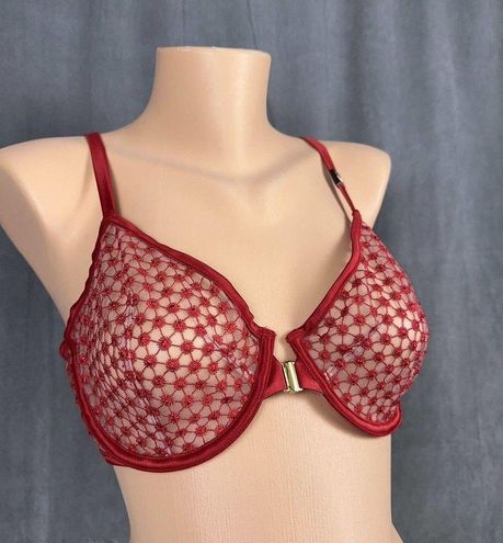 Victoria's Secret New Very Sexy Starburst Unlined Demi Bra 34DD Red Sheer  Mesh Size undefined - $33 New With Tags - From K