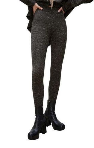 ZARA Dark Grey Speckled Knit Leggings