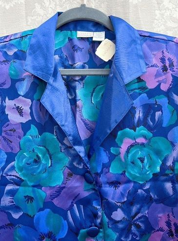 Cacique Lingerie Women's NWT Floral Print Button Up Pajama Top Size M Satin  New Size M - $19 New With Tags - From The Thrifty