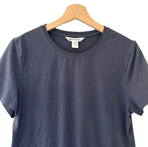 Athleta Outbound Tee Shirt Womens Large Granite Blue Crew Athletic