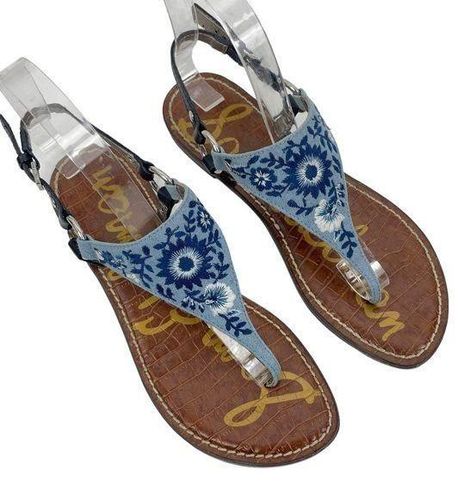 Sam Edelman Greta 2 Floral Embroidered Thong Sandals Blue Size 7M