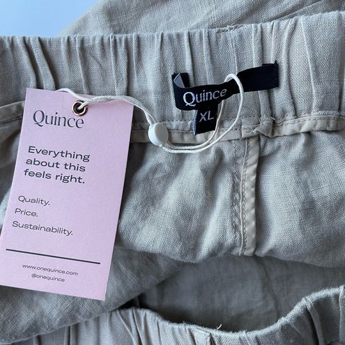 Quince 100% European Linen Pants Elastic Waist Driftwood Size XL NEW Tan -  $35 New With Tags - From Adrienne