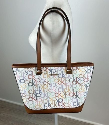 Buy the Calvin Klein Janae Signature Tote Bag Multicolor