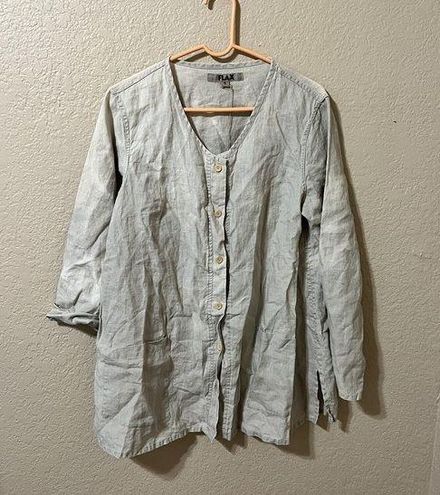 Flax by jeanne engelhart linen mandarin collar jacket top size small