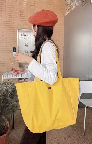 REVERSIBLE GINGHAM BLUE CREAM / HOT YELLOW MINI TOTE – COMING OF AGE