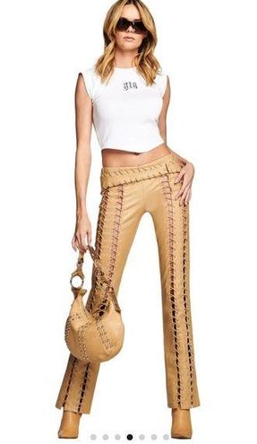 I AM GIA Faux Leather Bootcut Pants Womens Size XXS Lace Up