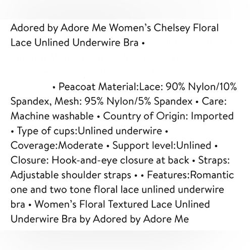 Adored By Adore Me Women's Unlined Underwire Bra Lace Navy Blue