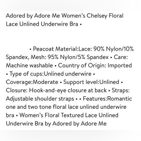 Adore Me Adored by Chelsey Unlined Floral Lace Underwire Bra Navy Blue 34D  Size undefined - $15 New With Tags - From Regina