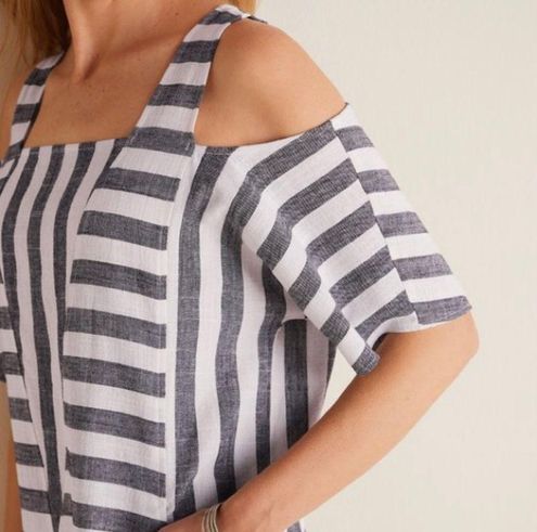 Soft Surroundings Sunset Tunic Cold Shoulder Striped Linen Blend Womens  Size XS - $15 - From Annette