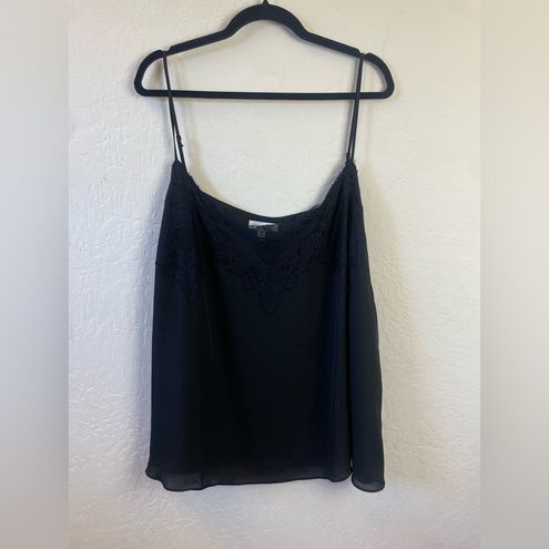 Socialite Black Lace Chiffon Lace Trim Camisole Tank Top, NWOT