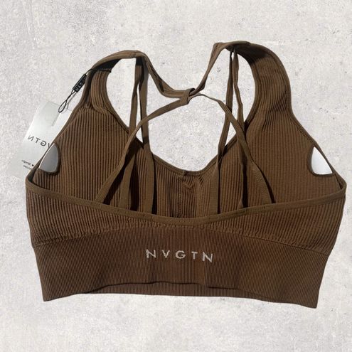 NVGTN Mocha Galaxy Ribbed Seamless Bra - L Brown Size L - $23 New With Tags  - From Gel