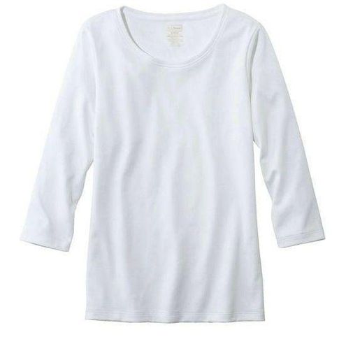 L.L. Bean Women's Pima Cotton Shaped Tee, Three-Quarter-Sleeve Jewelneck L