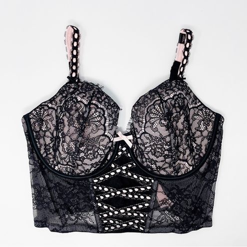 Victoria's Secret Dream Angels Lightly-Lined Heritage Ribbon Lace Up  Bustier Black Size M - $32 New With Tags - From Melissa