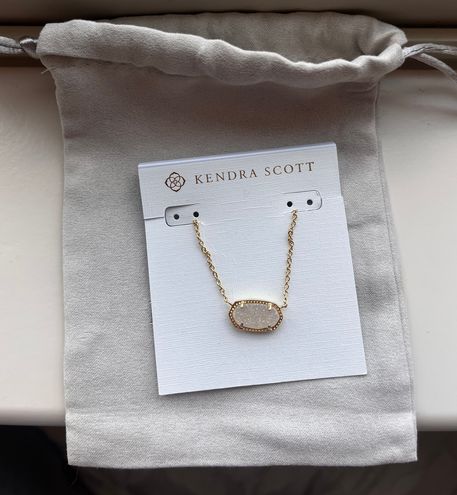 Kendra Scott Elisa Gold Pendant Necklace in Iridescent Drusy