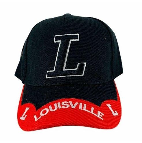 University Of Louisville Cardinals Hat Cap Adjustable Black Red