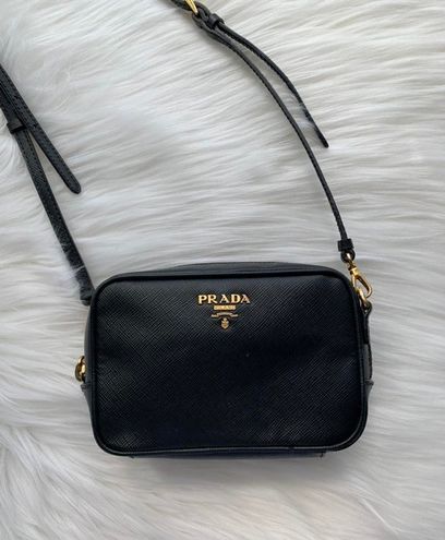 Prada Grey Leather Double Zip Camera Crossbody Bag Prada