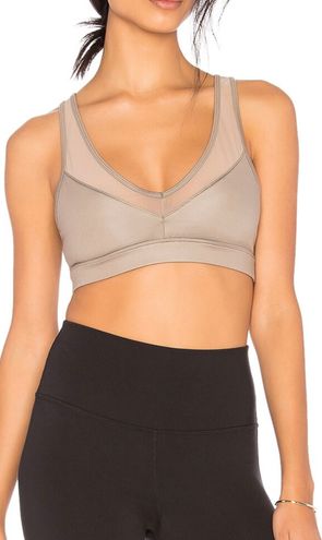 Alo Yoga ALO Entice sports bra in gravel glossy color Brown Size M