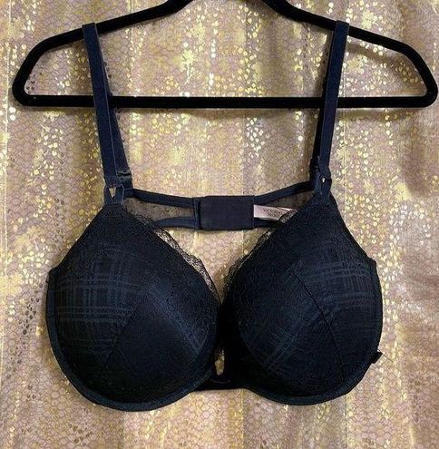 Victoria's Secret black lace & velvet t-shirt push up bra size 40D EUC -  $23 - From Jessica