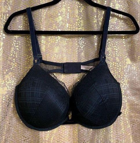 Victoria's Secret black lace & velvet t-shirt push up bra size 40D