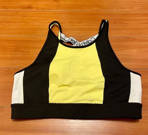 Calvin Klein Performance High Neck Wick Sports Bra Medium Yellow - $8 -  From Brooke