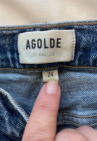 AGOLDE Nico High Rise Slim Retreat Button Fly Blue Jeans Size 24