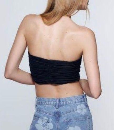 ZARA NWOT tulle ruched black corset top - $32 (28% Off Retail