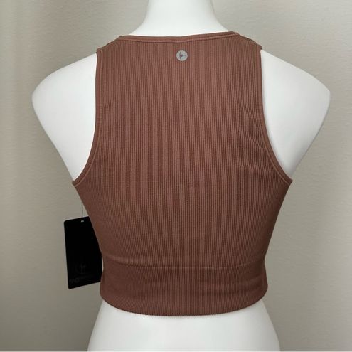 90 Degrees by Reflex 90 Degrees Women's Seamless V-Neck Crop Ribbed Tank  Top Size L Brown Size L - $23 New With Tags - From Sasha